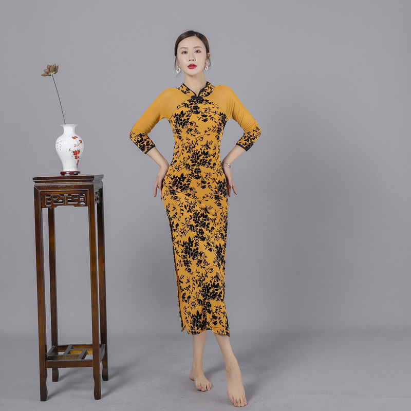 日本无印MUJIE古典舞旗袍舞蹈服女练功服飘逸身韵纱衣中国风民族