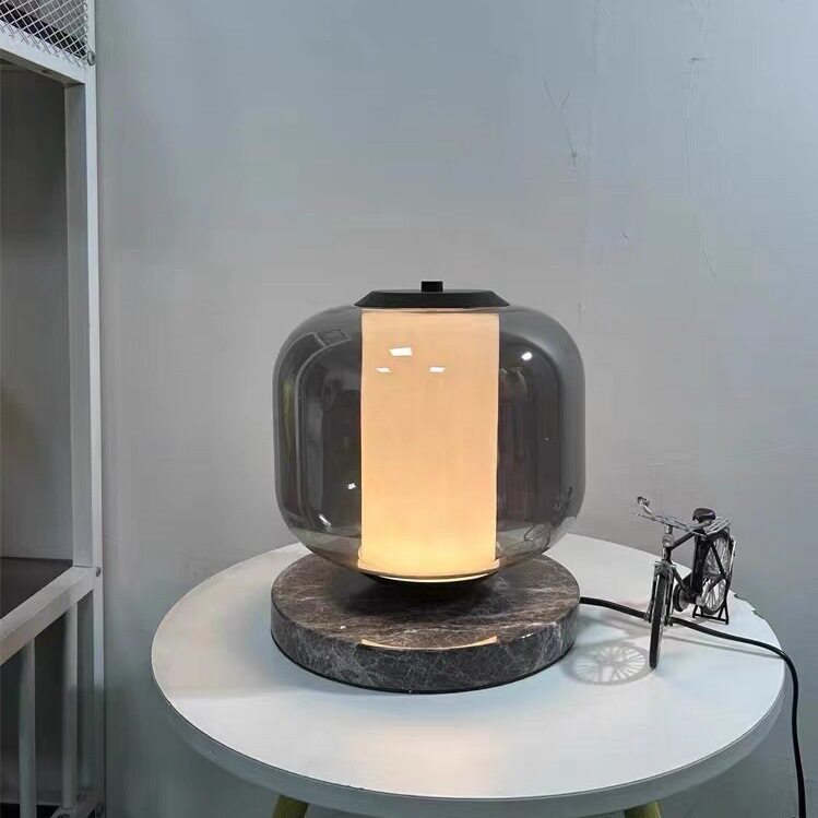 北欧新款大理石轻奢台灯客厅卧室床头台灯设计师创意艺术玻璃台灯