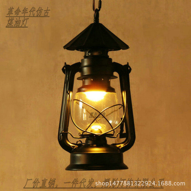 复古马灯创意主题餐厅走廊装饰小吊灯 铁艺油灯 户外阳台防水灯具