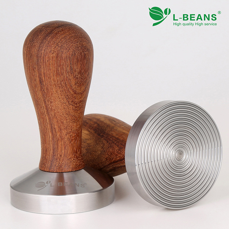 L-BEANS 酸枝木压粉锤 不锈钢咖啡压粉器58mm 欧弧底