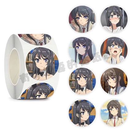 樱岛麻衣卡通动漫贴纸笔记本电脑手机iPad水杯装饰贴画500贴/卷