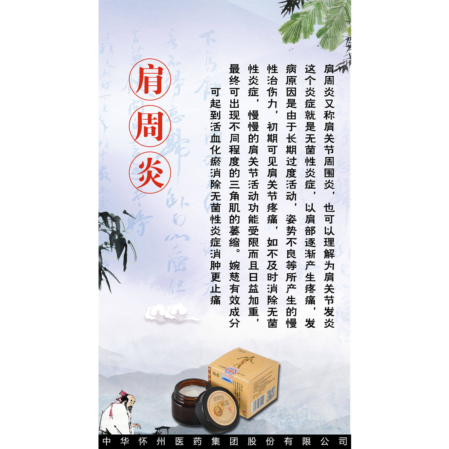 中医养生馆美容院肩颈保养肩周炎症状挂画挂图宣传海报定制kt板