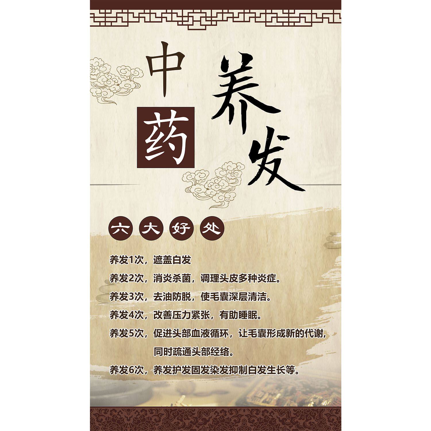 生发海报中药养发头皮清洁护发养生护理美容院贴墙装饰墙上挂图