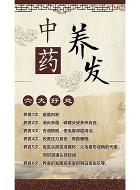 生发海报中药养发头皮清洁护发养生护理美容院贴墙装饰墙上挂图