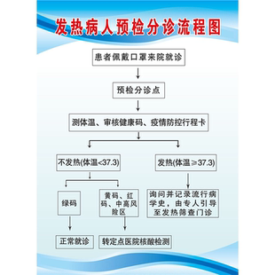 发热病人预检分诊流程图墙贴墙纸挂图发热患者就诊流程展板海报