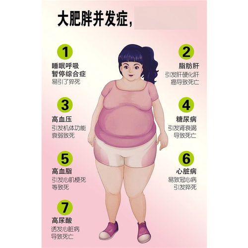 肥胖并发症宣传画美容院纤体瘦身减肥宣传画挂画装饰画广告海报