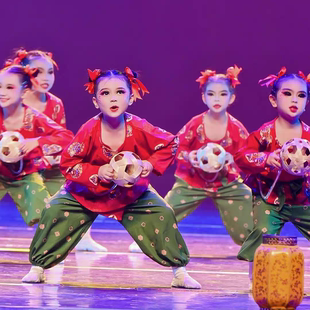 少儿古典舞蹴鞠乐舞蹈演出服男女童汉服新款儿童古风唐装圆领袍