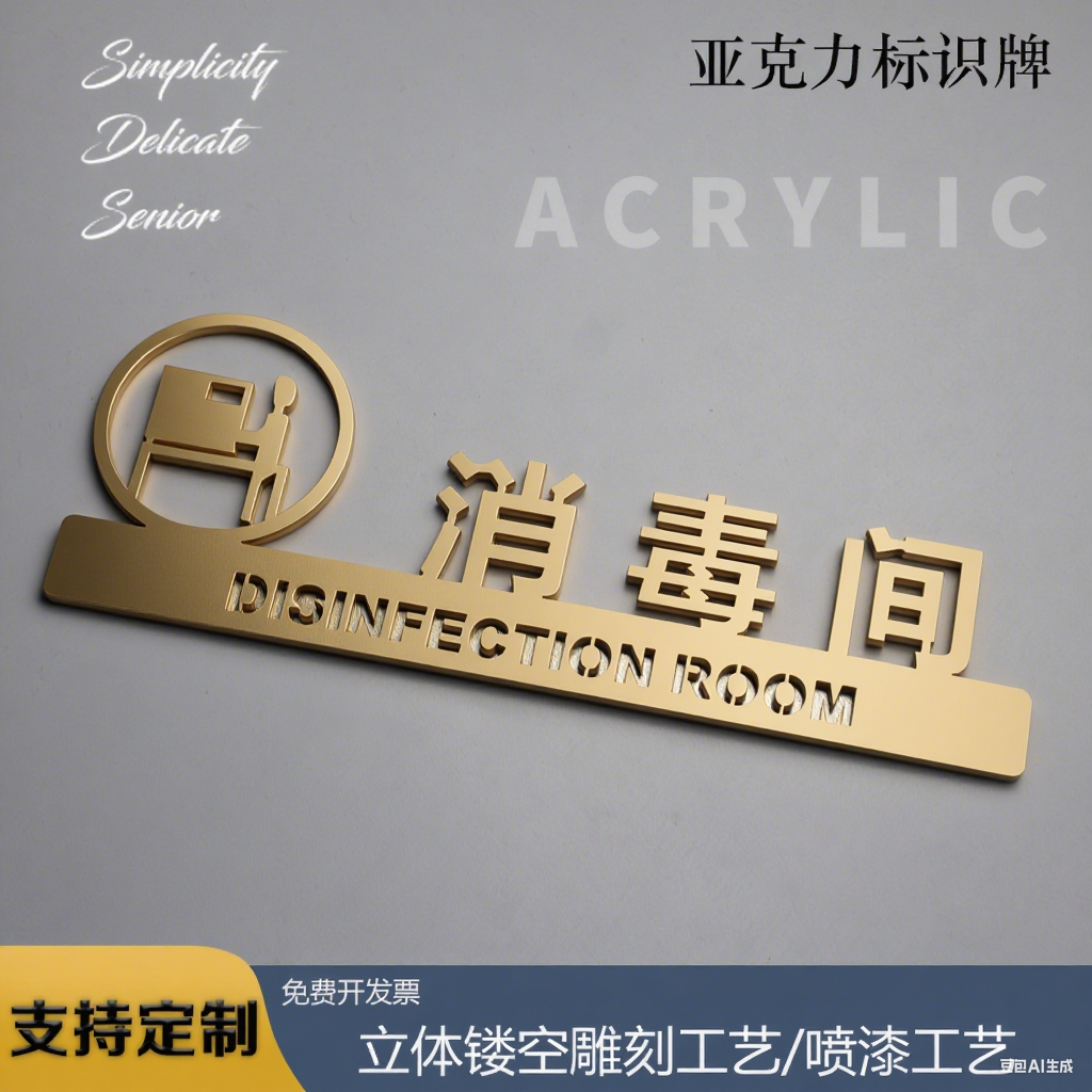 亚克力消毒间标识牌洗手间提示牌