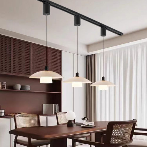 升降款餐厅吊灯中古书房吧台侘寂风复古茶室民宿玻璃滑轨多头吊灯