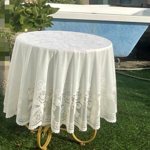 圆桌桌布防水防烫免洗蕾丝室外氛围感阳台圆桌布圆形户外防晒