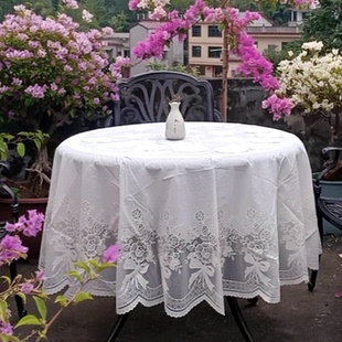 户外桌布防水防晒蕾丝高级感小圆桌圆形小方桌布庭院阳台花园室外