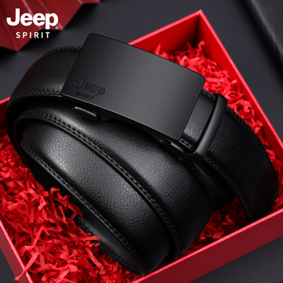 JEEP男士真皮腰带自动扣牛皮皮带商务休闲百搭年轻人裤带2025新款