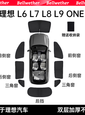 适用理想L6L7L8L9one遮阳帘车窗防晒隔热隐私帘二排侧窗遮阳挡板