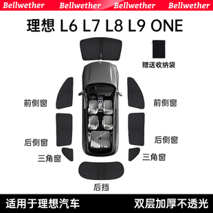适用理想L6L7L8L9one遮阳帘车窗防晒隔热隐私帘二排侧窗遮阳挡板