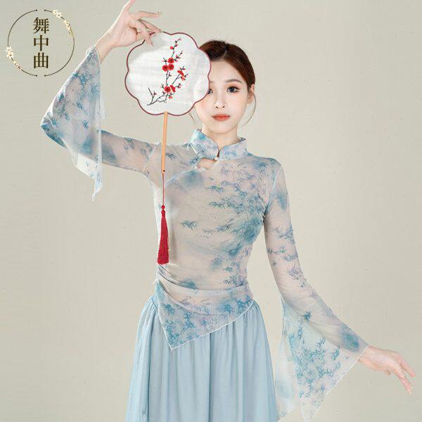 舞纱旗袍身韵民族衣演出服中古典舞蹈服装中国舞曲舞蹈练功服国风