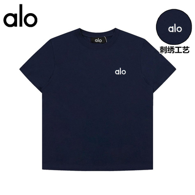 【奥莱专区】alo fite官方夏季刺绣短袖T恤男女情侣装美式高街潮