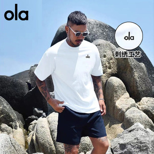 alo fite官方白色短袖T恤男女2026年新款刺绣纯棉复古休闲上衣潮