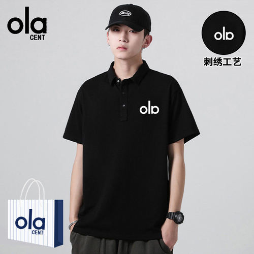 OLA CENT休闲夏季刺绣短袖POLO衫男女情侣装潮牌上衣青少年美式