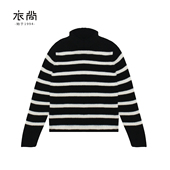 100%山羊绒 秋冬款 高领夹条基础女装 衣尚 套头衫