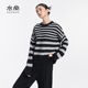 100%山羊绒 条纹羊绒衫 女士春季 衣尚 新款 宽松显瘦针织圆领毛衣