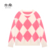 套衫 衣尚 女士拉毛款 菱形格圆领女装 100%山羊绒 拉绒衫