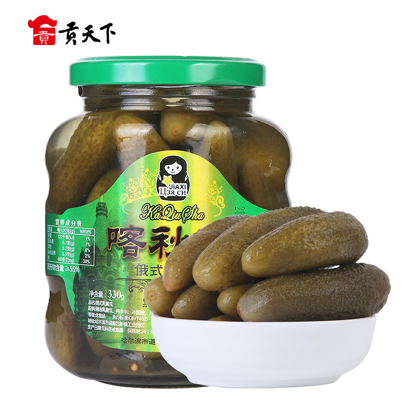 贡天下优选喀秋莎俄式酸黄瓜罐头330g多规格罐东北腌制咸菜酸青瓜