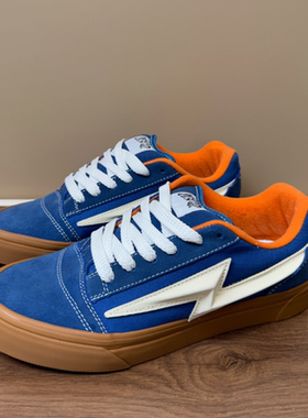 爆炸头刺绣联名knuskool美式滑板鞋时尚街头蓝色咖底休闲鞋面包鞋