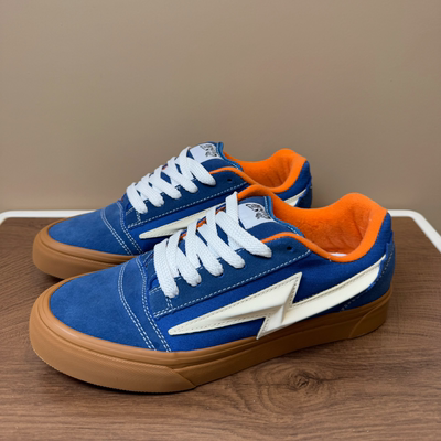 爆炸头刺绣联名knuskool美式滑板鞋时尚街头蓝色咖底休闲鞋面包鞋