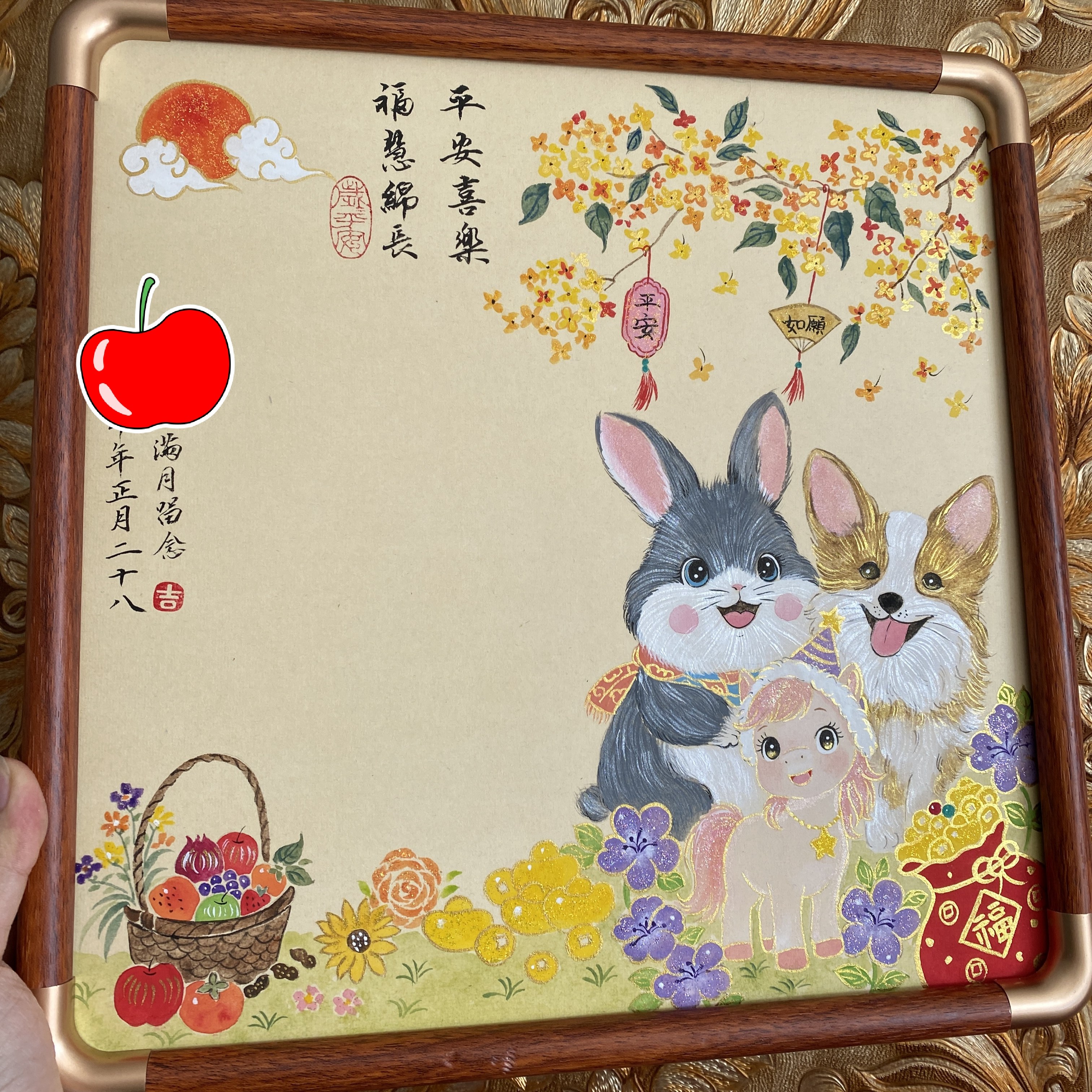 满月手足印宝宝周岁百天新生的婴儿出生日手足印脚印画纪念品相框