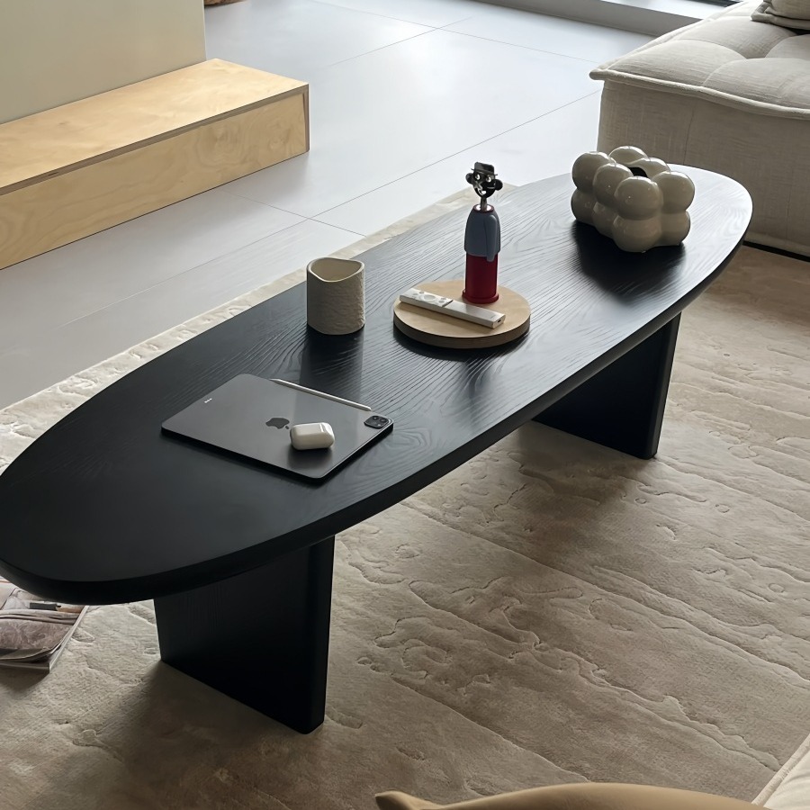 诧寂风黑色实木茶几简约家用设计师款小茶台中古民宿原木茶几桌