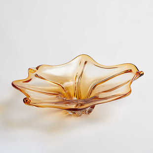 轻奢高档玻璃水果盘轻奢高档高级感艺术样板间设计师琉璃果盘摆件