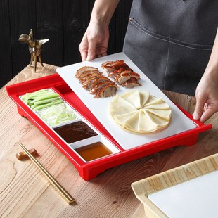 北京烤鸭专用鸭盘片皮鸭密胺分格盘子京酱肉丝P拼盘饭店盘商用餐