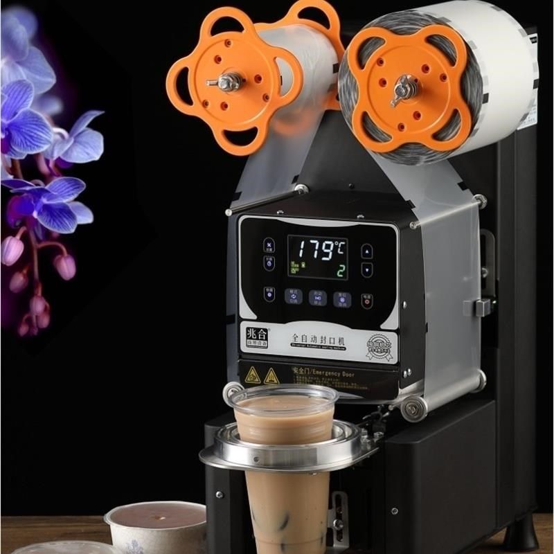 全自动封口机90/95/98/120口径奶茶豆浆店商用纸U塑膜美标110V