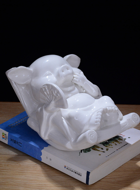 彩色陶瓷小动物招财吉祥摆件风水办公家居饰M品可爱工艺品摆设创