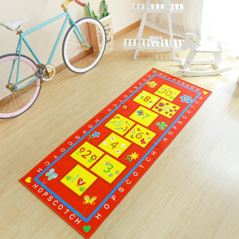 跳房子儿童地垫跳方格跳格子数字垫公I主儿童房游戏地毯可机洗
