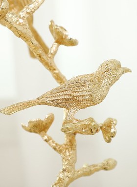 摆件金属工艺品l创意时尚两只黄鹂鸟摆件酒柜家居装饰新品