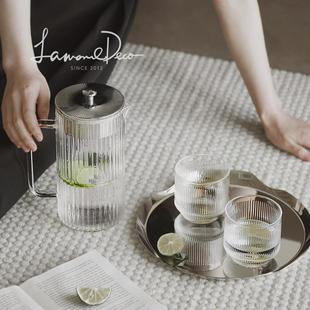LamomeDeco不锈钢冷水壶套装礼物凉水壶高级感水晶W玻璃水壶大容