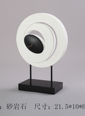 新中式创意砂岩软装饰品酒店x过道进门厅玄关桌柜圆形屏风现代摆