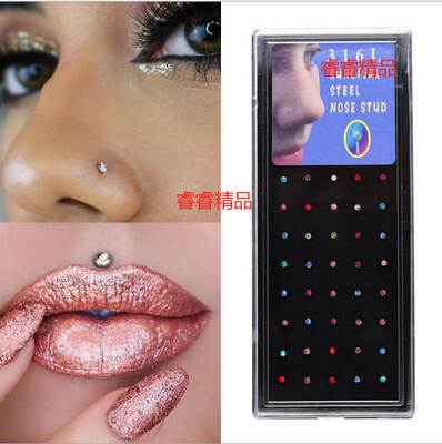 1.8mm 60pcs nose nails diamond nose ring puncture Nose stud