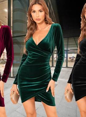 dress women dresses winter sexy night party 2021 red green
