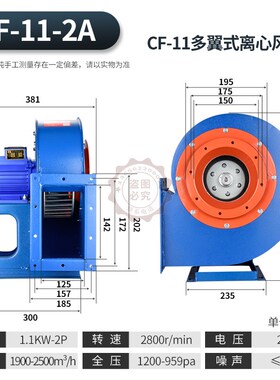 新款CF离心管道风机220V38y0V厨房排油烟蜗牛式抽风机工业引风包