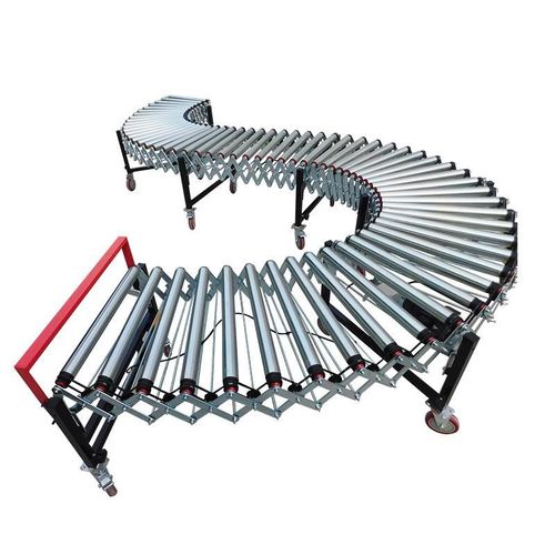 多契带伸缩辊筒输送o机折叠转弯传送带流水线不锈钢装车卸货神器