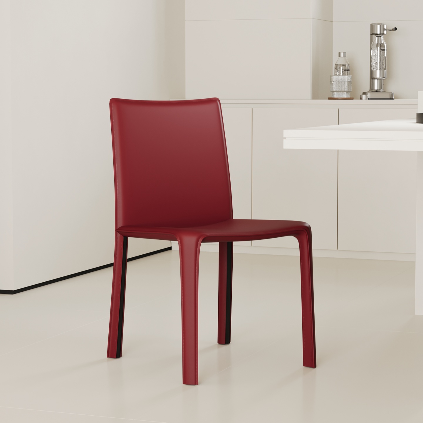 餐椅意式马鞍皮卡西纳艺术简约cab412轻奢北欧Cassina红色椅子