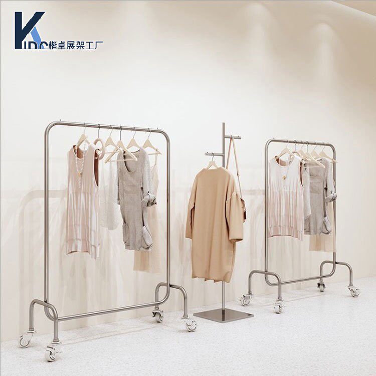 服装店展示架落地衣架潮流款不锈钢挂衣架直播间陈列架移动龙门架
