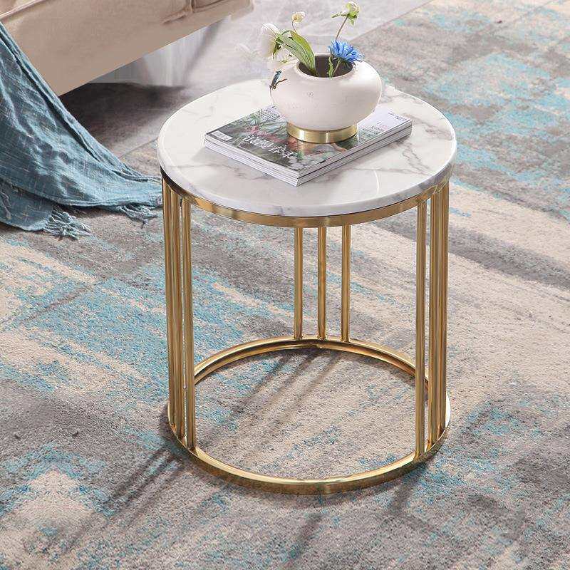 直销北欧茶几沙发边几间美式现代镀金不锈钢大理石岩板角几