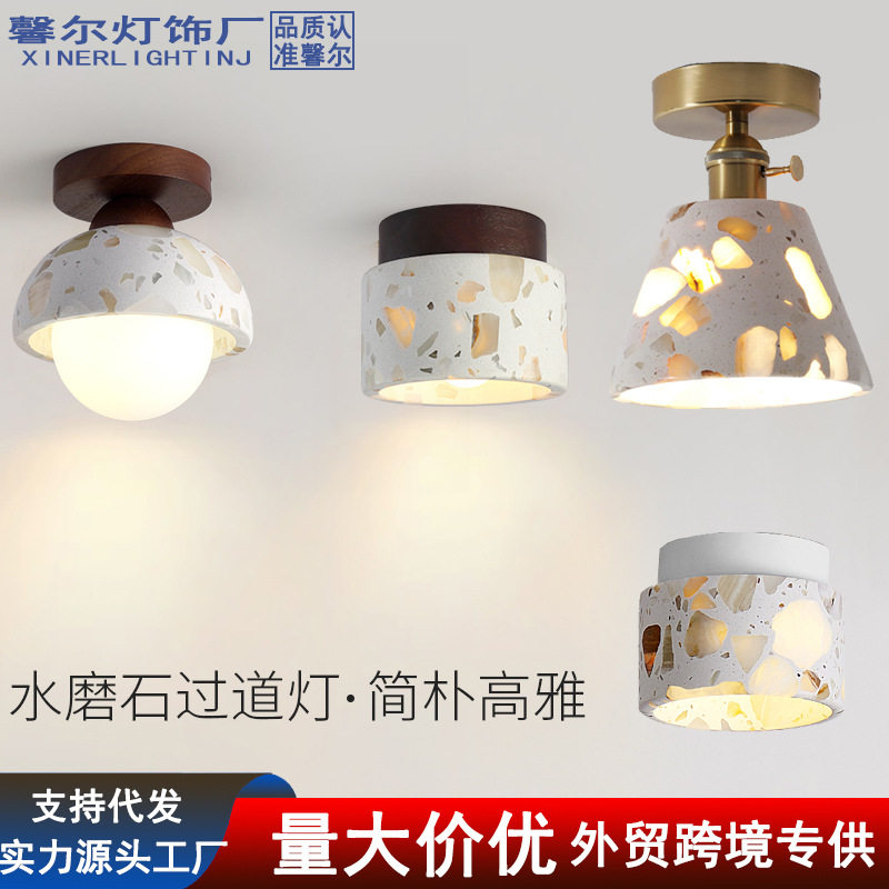 透光石简约现代过道吸顶灯中古欧式极简走廊入户民宿北欧阳台灯具