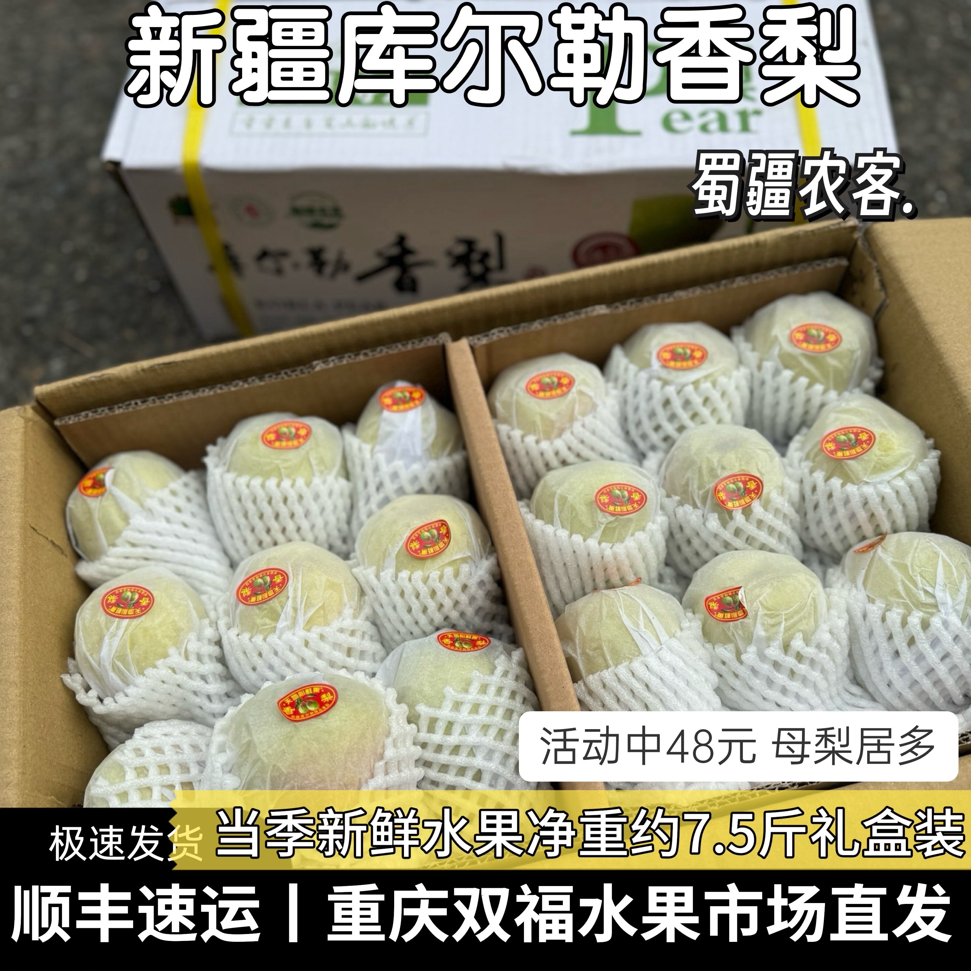蜀疆农客 新疆库尔勒香梨带箱约10斤装新鲜梨子重庆双福水果顺丰