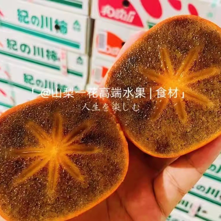 高端和歌山黑柿子黑甘柿黑糖4斤新鲜黑金柿纪之川柿水果脆甜顺丰
