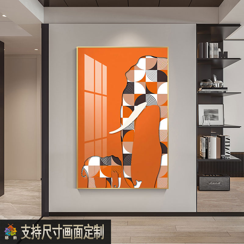 大象马的图案装饰画现代轻奢u客厅玄关壁画2022新款高级感餐厅挂图片