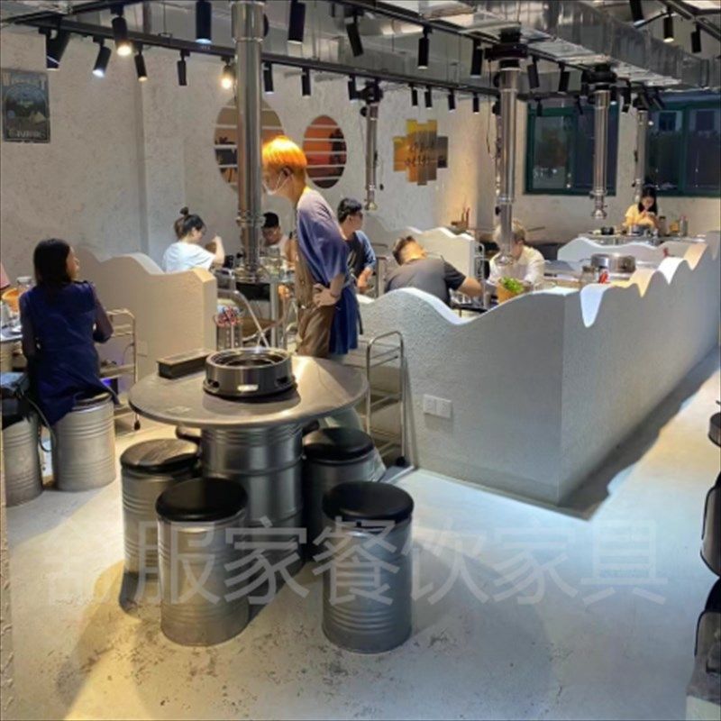 舒服家不锈e钢烤肉桌火锅桌叙利亚风烤肉桌韩式工业风烤肉桌火锅,商业/办公家具,烤肉桌,淘宝优惠券,粉丝福利购,淘宝优惠卷